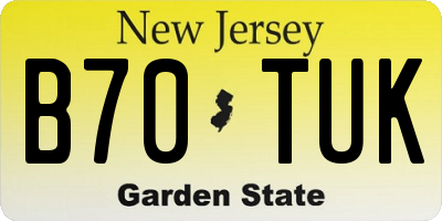 NJ license plate B70TUK