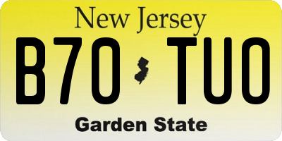 NJ license plate B70TUO