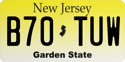 NJ license plate B70TUW