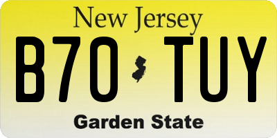 NJ license plate B70TUY