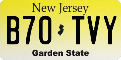 NJ license plate B70TVY