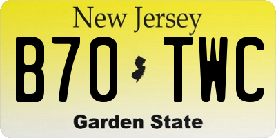 NJ license plate B70TWC