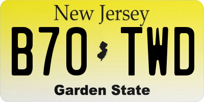 NJ license plate B70TWD