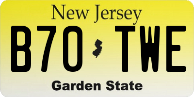 NJ license plate B70TWE