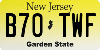 NJ license plate B70TWF