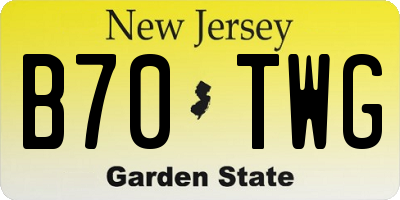 NJ license plate B70TWG