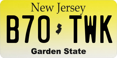 NJ license plate B70TWK