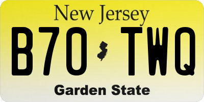 NJ license plate B70TWQ