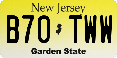 NJ license plate B70TWW