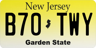 NJ license plate B70TWY