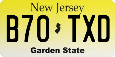 NJ license plate B70TXD