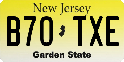 NJ license plate B70TXE
