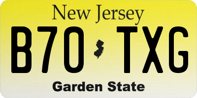NJ license plate B70TXG