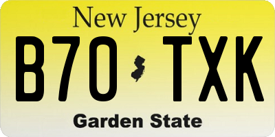 NJ license plate B70TXK