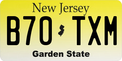 NJ license plate B70TXM