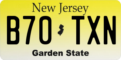 NJ license plate B70TXN