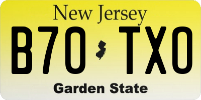 NJ license plate B70TXO