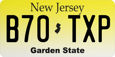 NJ license plate B70TXP