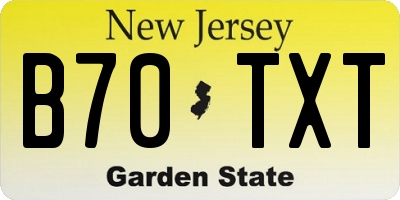 NJ license plate B70TXT