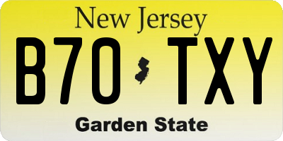 NJ license plate B70TXY
