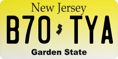 NJ license plate B70TYA