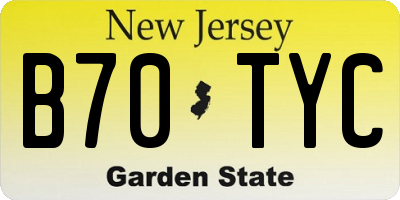 NJ license plate B70TYC