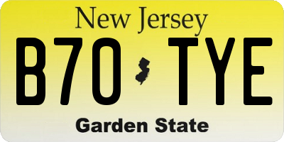 NJ license plate B70TYE