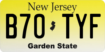 NJ license plate B70TYF