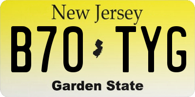 NJ license plate B70TYG