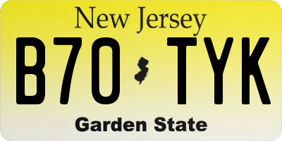 NJ license plate B70TYK