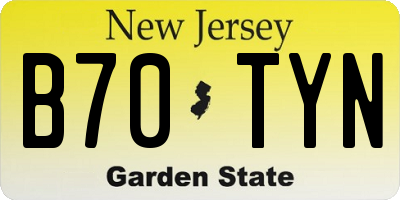 NJ license plate B70TYN