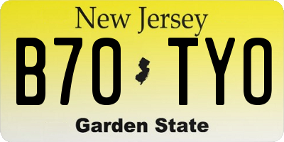 NJ license plate B70TYO