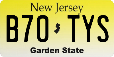 NJ license plate B70TYS