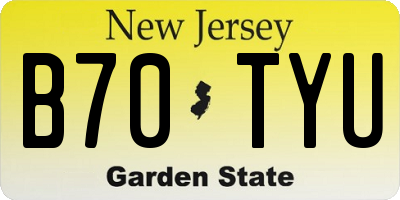 NJ license plate B70TYU