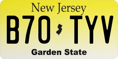 NJ license plate B70TYV