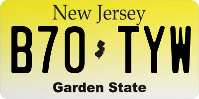NJ license plate B70TYW
