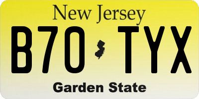 NJ license plate B70TYX