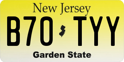 NJ license plate B70TYY