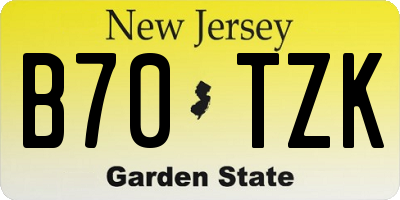 NJ license plate B70TZK