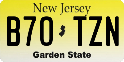 NJ license plate B70TZN