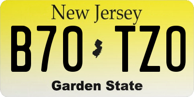 NJ license plate B70TZO