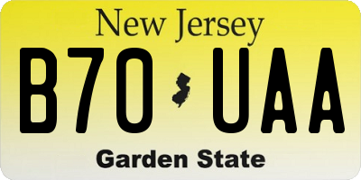 NJ license plate B70UAA