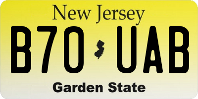 NJ license plate B70UAB