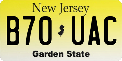NJ license plate B70UAC