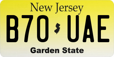 NJ license plate B70UAE