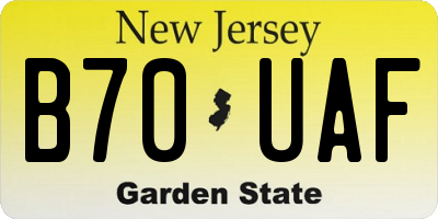 NJ license plate B70UAF