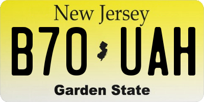 NJ license plate B70UAH