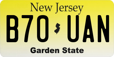 NJ license plate B70UAN