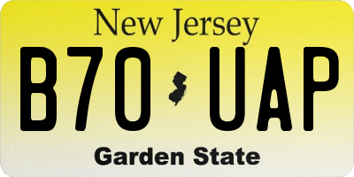 NJ license plate B70UAP