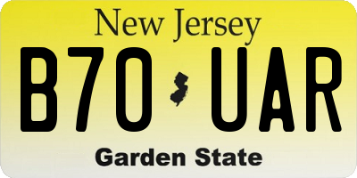 NJ license plate B70UAR